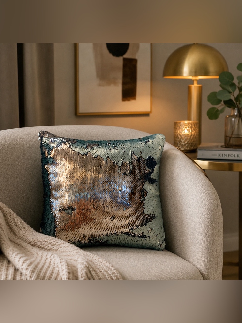 Decorative sequin pillow - Picture 3 of 6